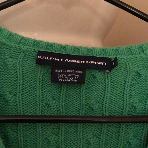 Ralph Lauren Sport V-neck green cotton sweater - Picture 3 of 5